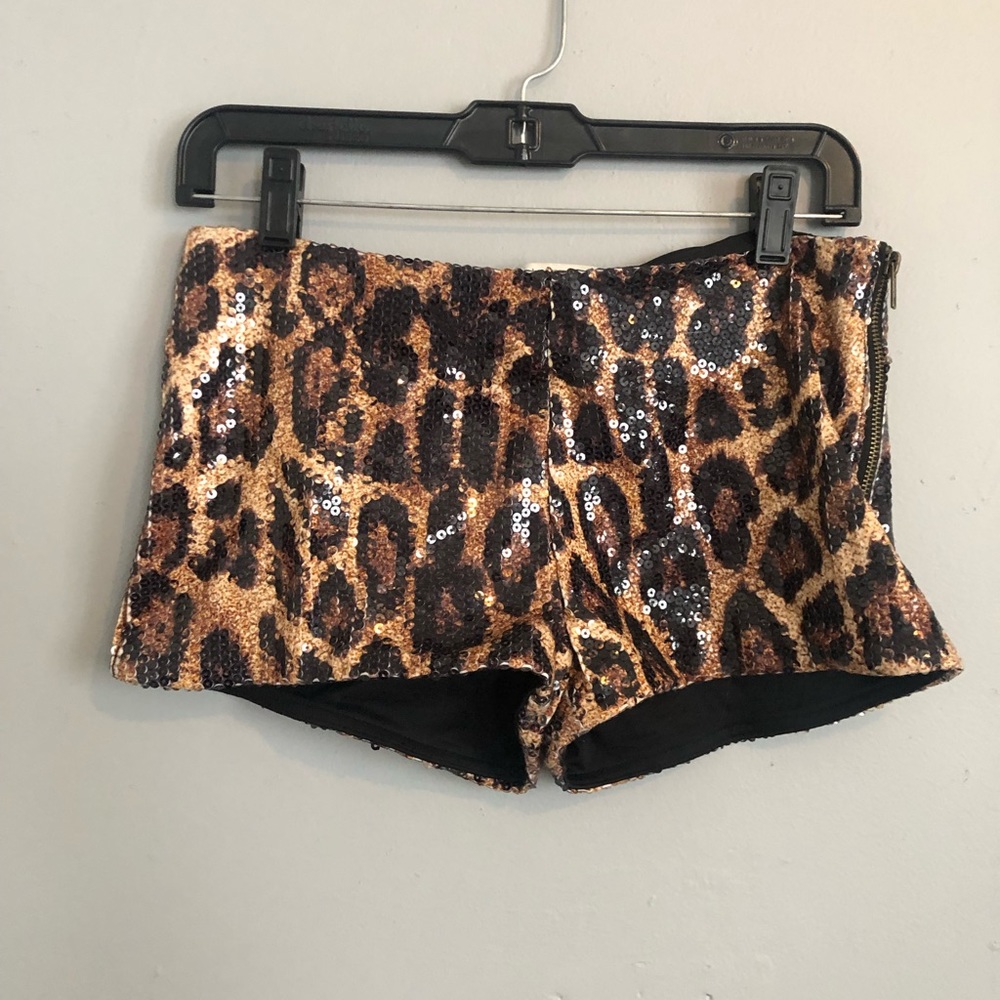 Sequin cheetah print shorts
